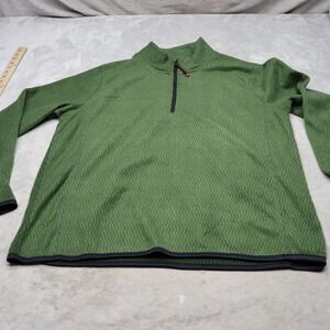 Canada Weathergear Sweater Men XL Green Textured Fleece 1/4 Zip Pullover Outdoor